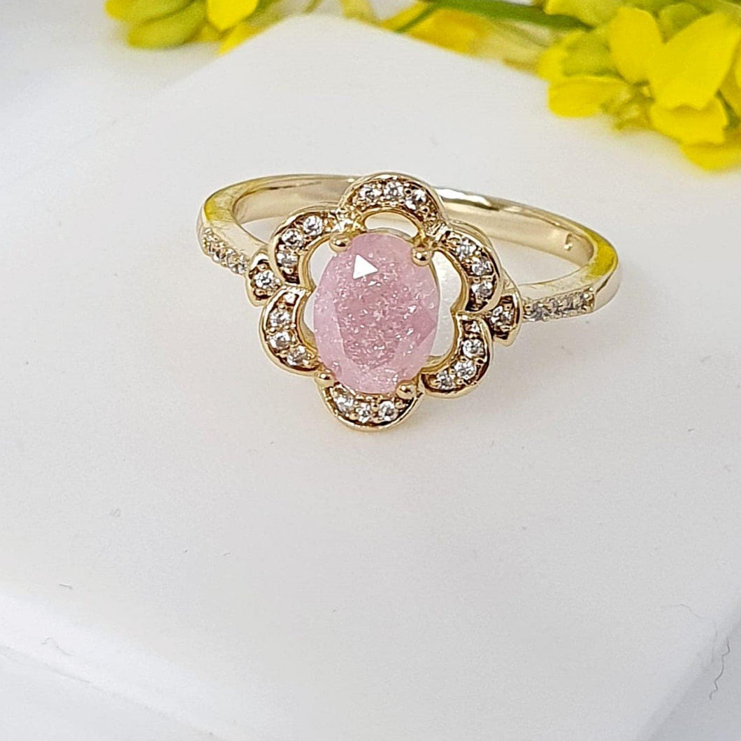14 K Gold Plated ring with pink zirconium - BIJUNET