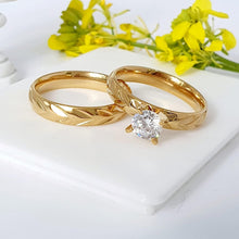 Charger l&#39;image dans la galerie, 24 K Gold Plated double ring with white zirconium - BIJUNET
