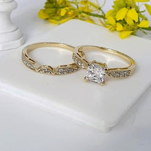 Charger l&#39;image dans la galerie, 14 K Gold Plated double ring with white zirconium - BIJUNET
