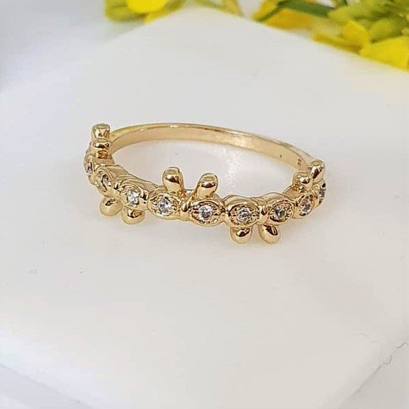 14 K Gold Plated ring with white zirconium - BIJUNET
