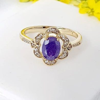 14 K Gold Plated ring with purple zirconium - BIJUNET