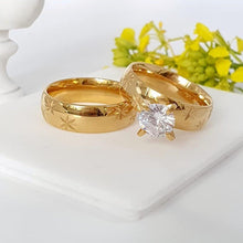 Cargar imagen en el visor de la galería, 24 K Gold Plated double ring with white zirconium - BIJUNET

