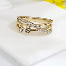 Load image into Gallery viewer, 14-k-gold-plated-bow-ring-with-white-zirconium-bijunet-4d1c
