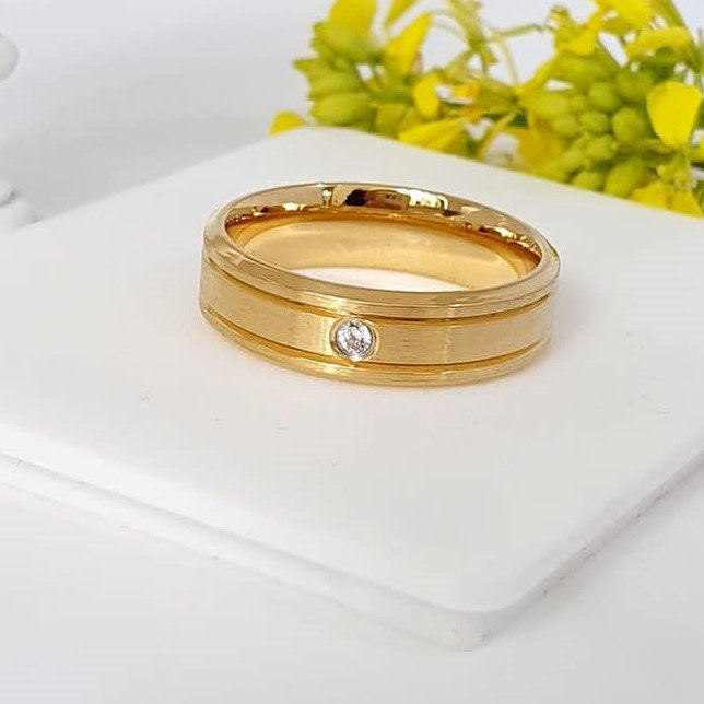 24 K Gold Plated ring with white zirconium - BIJUNET