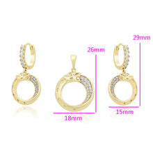 Load image into Gallery viewer, 14 K Gold Plated jaguar pendant and earrings set with white zirconia
