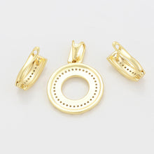 Load image into Gallery viewer, 14 K Gold Plated geometric pendant and earrings set with white zirconia
