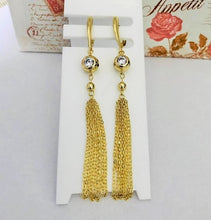 Load image into Gallery viewer, 14K Gold Plated waterfall drop earrings with white zirconia
