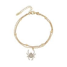 Load image into Gallery viewer, 14 K Gold Plated spider bracelet with white zirconium - BIJUNET
