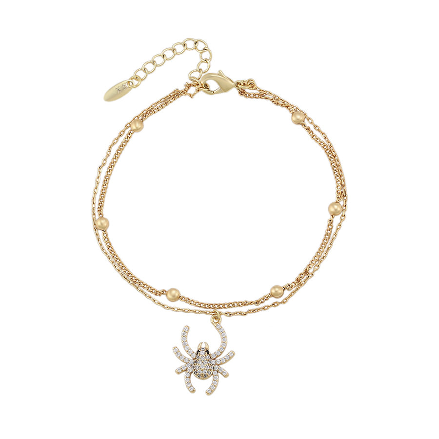 14 K Gold Plated spider bracelet with white zirconium - BIJUNET