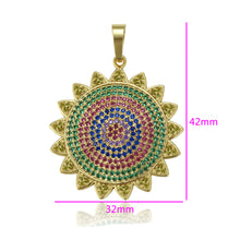 Charger l&#39;image dans la galerie, 14 K Gold Plated sun pendant with coloured zirconia
