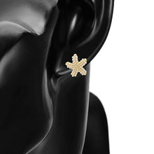 Load image into Gallery viewer, 14 K Gold Plated starfish earrings with white pearly beads
