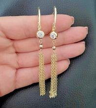 Load image into Gallery viewer, 14K Gold Plated waterfall drop earrings with white zirconia

