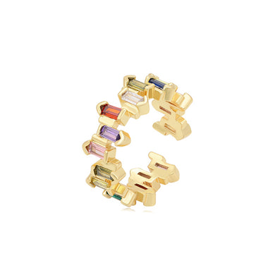 14 K Gold Plated adjustable ring with coloured zirconia
