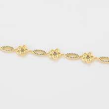 Load image into Gallery viewer, 14 K Gold Plated Exquisite Flower bracelet with white zirconia
