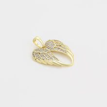 Charger l&#39;image dans la galerie, 14 K Gold Plated angel wings pendant and earrings set with white zirconia
