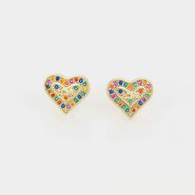 Load image into Gallery viewer, 14 K Gold Plated Love pendant and earrings set with multicoloured zirconia
