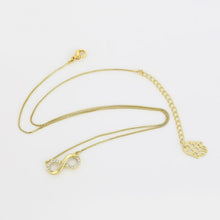 Charger l&#39;image dans la galerie, 14 K Gold Plated infinity necklace, bracelet and earrings set with white zirconium
