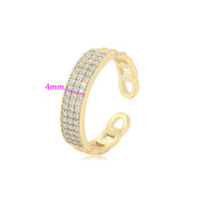 Charger l&#39;image dans la galerie, 14 K Gold Plated adjustable ring with white zirconia
