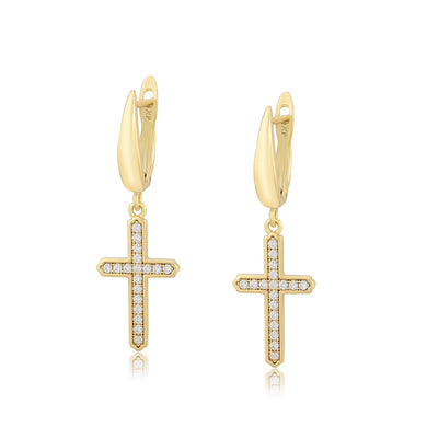 Gold-Plated-cross-earrings-with-white-zirconia