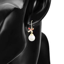 Load image into Gallery viewer, 14 K Gold Plated drop flower earrings with white pearl and zirconia
