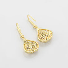 Load image into Gallery viewer, Gold-Plated-luxury-drop-earrings-with-white-zirconia
