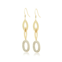 Charger l&#39;image dans la galerie, 14 K Gold Plated luxury oval drop earrings with white zirconia
