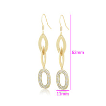Charger l&#39;image dans la galerie, 14 K Gold Plated luxury oval drop earrings with white zirconia

