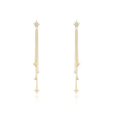 Charger l&#39;image dans la galerie, 14 K Gold Plated stars drop waterfall earrings with white zirconia
