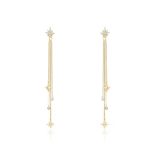 Charger l&#39;image dans la galerie, 14 K Gold Plated stars drop waterfall earrings with white zirconia

