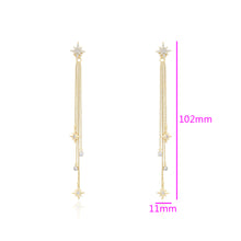 Charger l&#39;image dans la galerie, 14 K Gold Plated stars drop waterfall earrings with white zirconia

