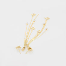 Charger l&#39;image dans la galerie, 14 K Gold Plated stars drop waterfall earrings with white zirconia

