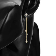Charger l&#39;image dans la galerie, 14 K Gold Plated stars drop waterfall earrings with white zirconia
