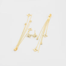Load image into Gallery viewer, 14 K Gold Plated stars drop waterfall earrings with white zirconia
