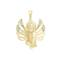 Load image into Gallery viewer, 14 K Gold Plated cherub pendant with white zirconia
