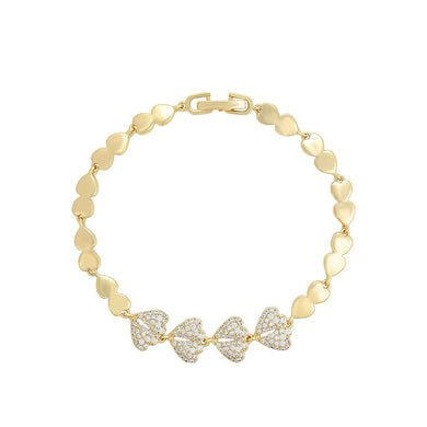 14 K Gold Plated fashion love bracelet with white zirconia