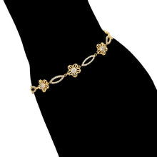 Load image into Gallery viewer, 14 K Gold Plated Exquisite Flower bracelet with white zirconia
