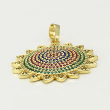 Cargar imagen en el visor de la galería, 14 K Gold Plated sun pendant with coloured zirconia
