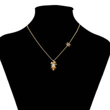 Load image into Gallery viewer, 14 K Gold Plated Christmas necklace and earrings set with white zirconia

