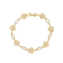 Charger l&#39;image dans la galerie, 14 K Gold Plated Exquisite Flower bracelet with white zirconia
