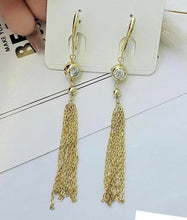 Load image into Gallery viewer, 14K Gold Plated waterfall drop earrings with white zirconia
