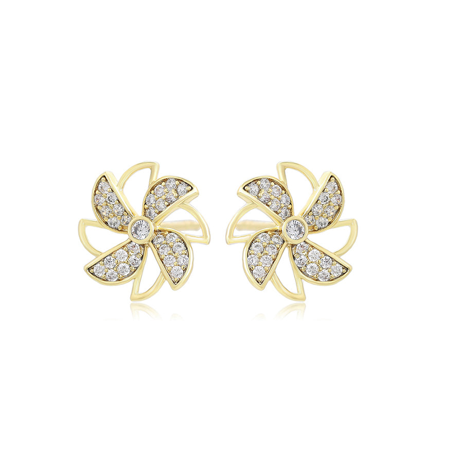 14 K Gold Plated lucky earrings with white zirconia