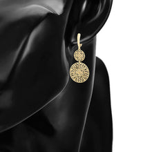 Cargar imagen en el visor de la galería, 14 K Gold Plated Greek KEY earrings with white zirconium
