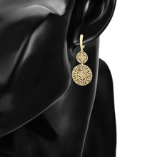 Load image into Gallery viewer, 14 K Gold Plated Greek KEY earrings with white zirconium
