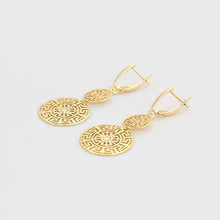 Load image into Gallery viewer, 14 K Gold Plated Greek KEY earrings with white zirconium
