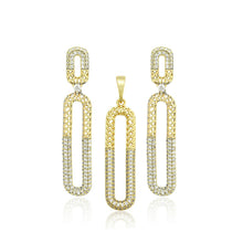 Load image into Gallery viewer, 14 K Gold Plated exquisite pendant and earrings set with white zirconia
