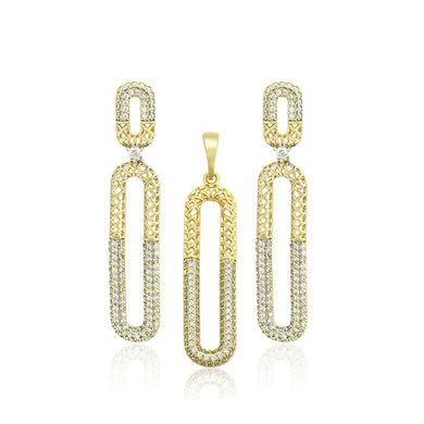14 K Gold Plated exquisite pendant and earrings set with white zirconia