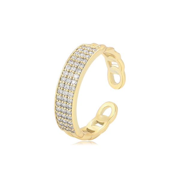 14 K Gold Plated adjustable ring with white zirconia