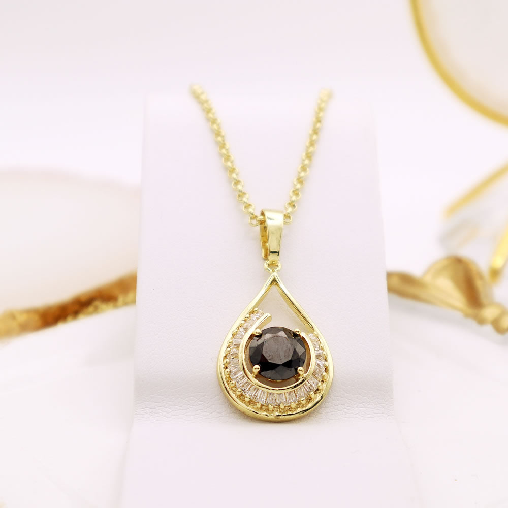 14 K Gold Plated pendant with black zirconia