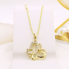 Load image into Gallery viewer, 14 K Gold Plated Butterfly pendant with white zirconia
