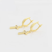 Load image into Gallery viewer, gold_plated_cross_earrings_zirconia
